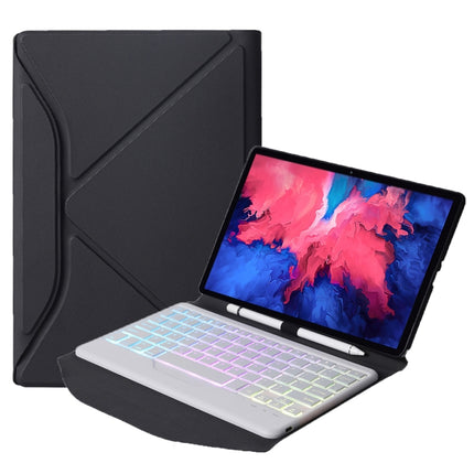 BM10S Backlight Edition Diamond Texture Detachable Bluetooth Keyboard Leather Case with Pen Slot & Triangular Back Support