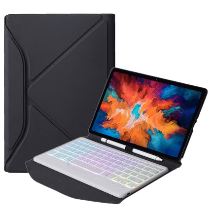BM10S Backlight Edition Diamond Texture Detachable Bluetooth Keyboard Leather Case with Pen Slot & Triangular Back Support