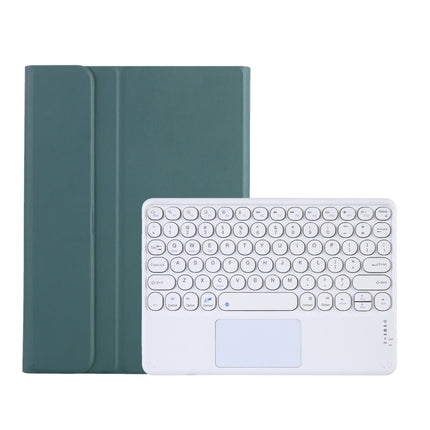 Y0N5-A TPU Case Lambskin Texture Round Keycap Bluetooth Keyboard Leather Case with Holder & Touchpad