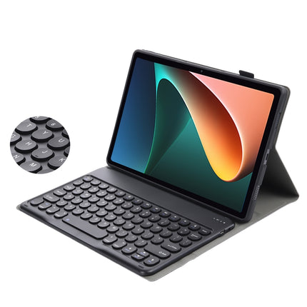 Y0N5 TPU Case Lambskin Texture Round Keycap Bluetooth Keyboard Leather Case with Holder, Y0N5