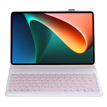 Y0N5 TPU Case Lambskin Texture Round Keycap Bluetooth Keyboard Leather Case with Holder, Y0N5