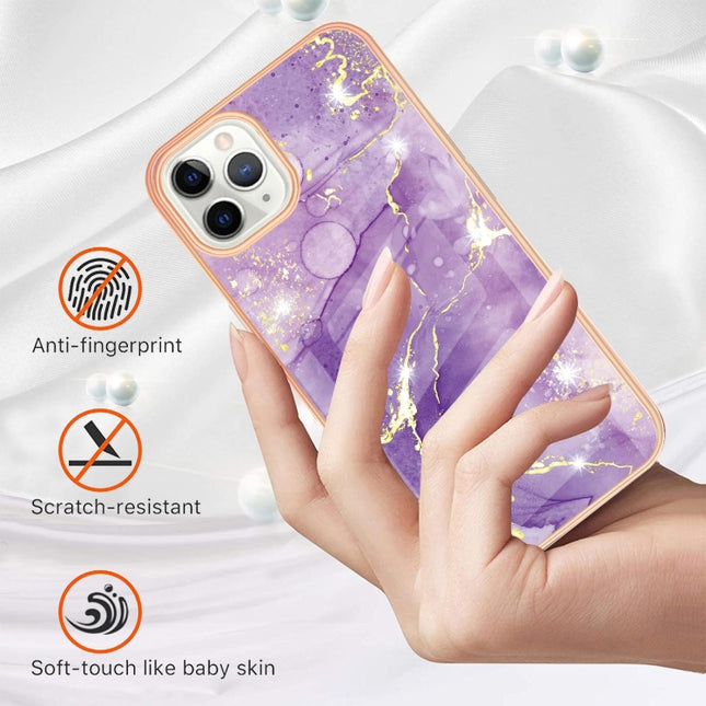 Electroplating Marble Pattern Dual-side IMD TPU Shockproof Case, For iPhone 11 Pro
