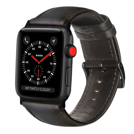 Oil Wax Genuine Leather Strap Watchband, For Apple Watch Series 8&7 41mm / SE 2&6&SE&5&4 40mm / 3&2&1 38mm, For Apple Watch Series 7 41mm / 6 & SE & 5 & 4 40mm / 3 & 2 & 1 38mm                                                                            ...