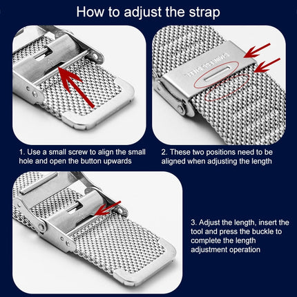 304 Stainless Steel Double Buckle Replacement Strap Watchband, 12mm, 14mm, 16mm, 18mm, 20mm, 22mm