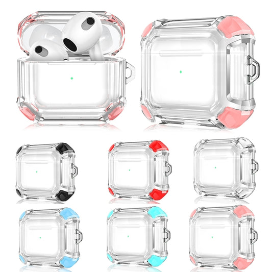 Estuche protector para auriculares de PC transparente anticaídas de dos colores con lazo para colgar para AirPods 3