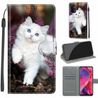 For OPPO A93 5G / A93s 5G / A54 5G / A74 5G / C08 Flower Bush Big White Cat