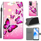 For OPPO A54 4G / A16 4G / A53s 5G / A55 5G / C03 Gradient Pink Flying Butterflies