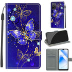 For OPPO A54 4G / A16 4G / A53s 5G / A55 5G / C11 Blue Golden Chain Butterflies
