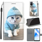For OPPO A54 4G / A16 4G / A53s 5G / A55 5G / C15 Blue Sweater White Cat