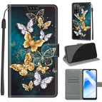 For OPPO A54 4G / A16 4G / A53s 5G / A55 5G / C20 Gold Silver Flying Butterflies