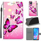 For OPPO A72 5G / A73 5G / A53 5G / C03 Gradient Pink Flying Butterflies
