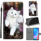 For OPPO A72 5G / A73 5G / A53 5G / C08 Flower Bush Big White Cat