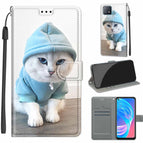 For OPPO A72 5G / A73 5G / A53 5G / C15 Blue Sweater White Cat