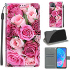 For OPPO A72 5G / A73 5G / A53 5G / C17 Green Leaf Pink Rose