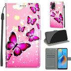 For OPPO F19 / A74 4G / C03 Gradient Pink Flying Butterflies