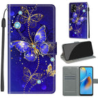 For OPPO F19 / A74 4G / C11 Blue Golden Chain Butterflies
