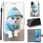 For OPPO F19 / A74 4G / C15 Blue Sweater White Cat