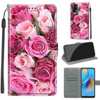 For OPPO F19 / A74 4G / C17 Green Leaf Pink Rose
