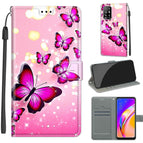 For OPPO A94 5G / A95 5G / F19 Pro+ 5G / C03 Gradient Pink Flying Butterflies