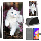 For OPPO A94 5G / A95 5G / F19 Pro+ 5G / C08 Flower Bush Big White Cat