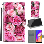 For OPPO A94 5G / A95 5G / F19 Pro+ 5G / C17 Green Leaf Pink Rose