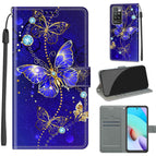 For Xiaomi Redmi 10 / C11 Blue Golden Chain Butterflies