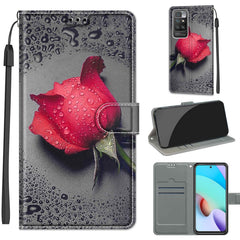 Voltage Coloured Drawing Magnetic Clasp Horizontal Flip PU Leather Case with Holder & Card Slots, For Xiaomi Redmi 10