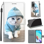 For Xiaomi Redmi 10 / C15 Blue Sweater White Cat