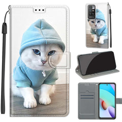 Voltage Coloured Drawing Magnetic Clasp Horizontal Flip PU Leather Case with Holder & Card Slots, For Xiaomi Redmi 10