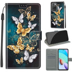 For Xiaomi Redmi 10 / C20 Gold Silver Flying Butterflies