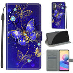 For Xiaomi Redmi Note 10 5G / C11 Blue Golden Chain Butterflies
