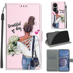 Voltage Coloured Drawing Magnetic Clasp Horizontal Flip PU Leather Case with Holder & Card Slots, For Huawei P50