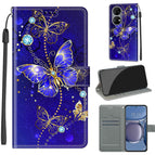For Huawei P50 / C11 Blue Golden Chain Butterflies