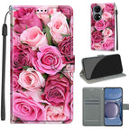For Huawei P50 / C17 Green Leaf Pink Rose