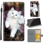 For Huawei P50 Pro / C08 Flower Bush Big White Cat