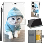 For Huawei P50 Pro / C15 Blue Sweater White Cat
