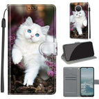 For Nokia G20 / G10 / 6.3 / C08 Flower Bush Big White Cat