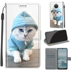 For Nokia G20 / G10 / 6.3 / C15 Blue Sweater White Cat