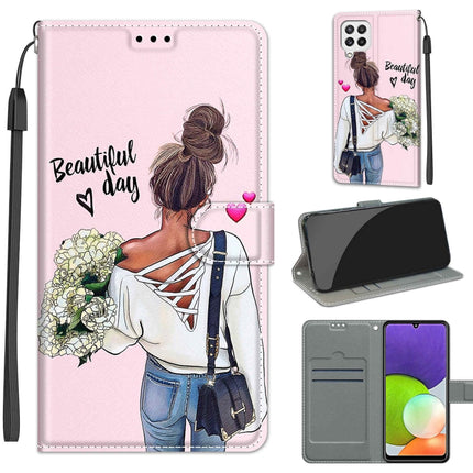 Voltage Coloured Drawing Magnetic Clasp Horizontal Flip PU Leather Case with Holder & Card Slots, For Samsung Galaxy A22 4G