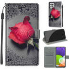 For Samsung Galaxy A22 4G / C14 Black Water Drop Rose