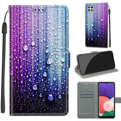 Estuche de cuero PU con tapa horizontal, cierre magnético y ranuras para tarjetas, con dibujo de colores de voltaje, para Samsung Galaxy A22 5G