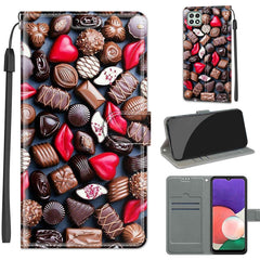 Estuche de cuero PU con tapa horizontal, cierre magnético y ranuras para tarjetas, con dibujo de colores de voltaje, para Samsung Galaxy A22 5G