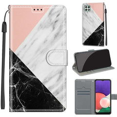 Estuche de cuero PU con tapa horizontal, cierre magnético y ranuras para tarjetas, con dibujo de colores de voltaje, para Samsung Galaxy A22 5G