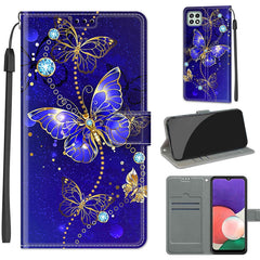 Estuche de cuero PU con tapa horizontal, cierre magnético y ranuras para tarjetas, con dibujo de colores de voltaje, para Samsung Galaxy A22 5G