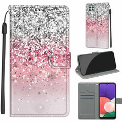 Estuche de cuero PU con tapa horizontal, cierre magnético y ranuras para tarjetas, con dibujo de colores de voltaje, para Samsung Galaxy A22 5G