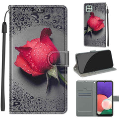 Estuche de cuero PU con tapa horizontal, cierre magnético y ranuras para tarjetas, con dibujo de colores de voltaje, para Samsung Galaxy A22 5G