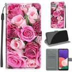 For Samsung Galaxy A22 5G / C17 Green Leaf Pink Rose
