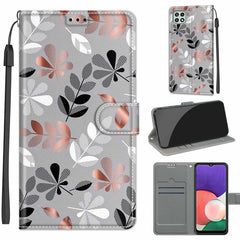 Estuche de cuero PU con tapa horizontal, cierre magnético y ranuras para tarjetas, con dibujo de colores de voltaje, para Samsung Galaxy A22 5G