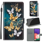 For Samsung Galaxy A22 5G / C20 Gold Silver Flying Butterflies