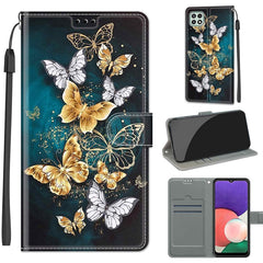 Estuche de cuero PU con tapa horizontal, cierre magnético y ranuras para tarjetas, con dibujo de colores de voltaje, para Samsung Galaxy A22 5G